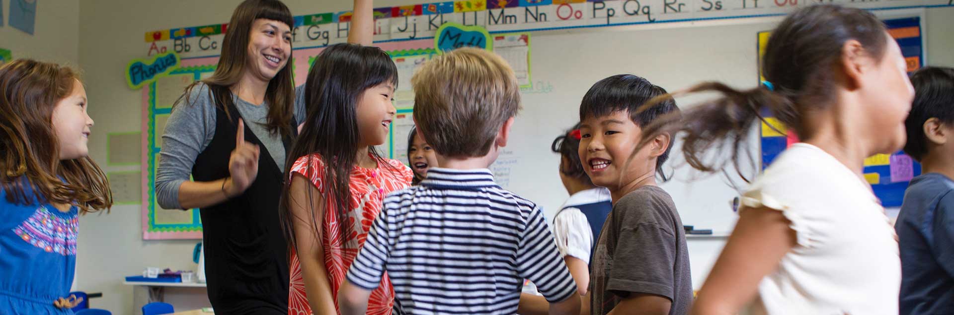 Kids dancing with teacher